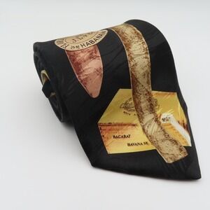 Cromley & Finch Tie Silk Black Cigar Habana Smoke 3.75" Wide 57" Long Handmade